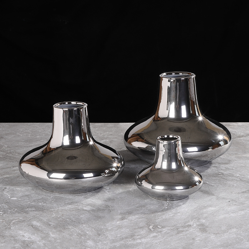 Silver Ceramic vase