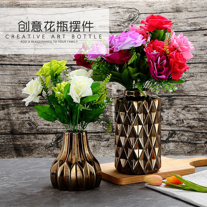 Ceramic vase Golden