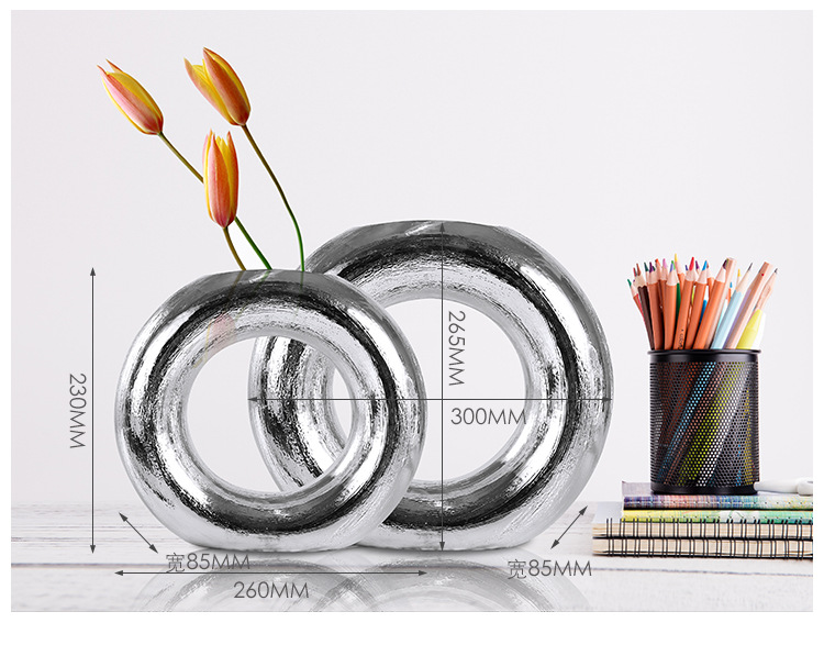 Ceramic vase silver 4