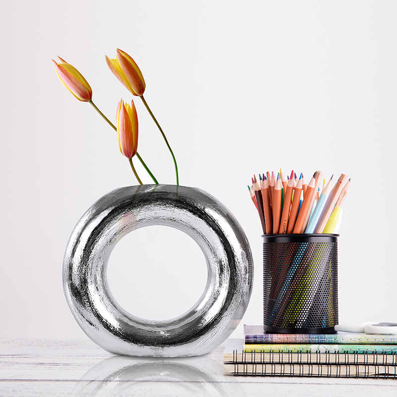 Ceramic vase silver 4