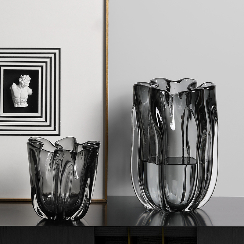 Glass vase elegant grey (2)