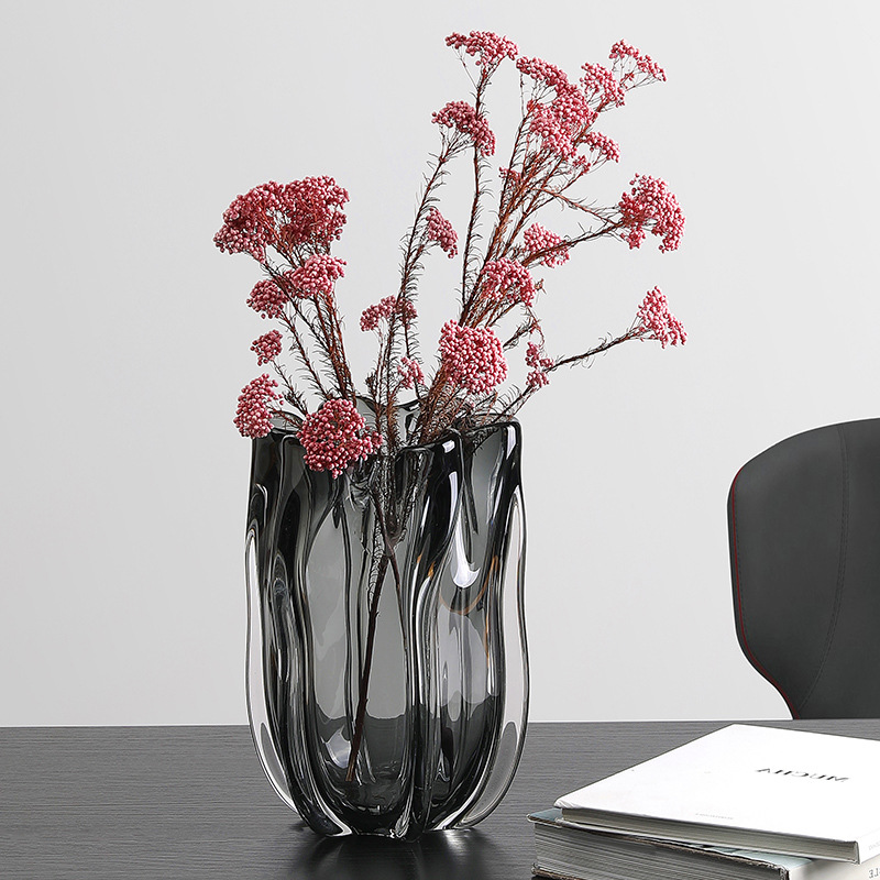 Glass vase elegant grey (3)
