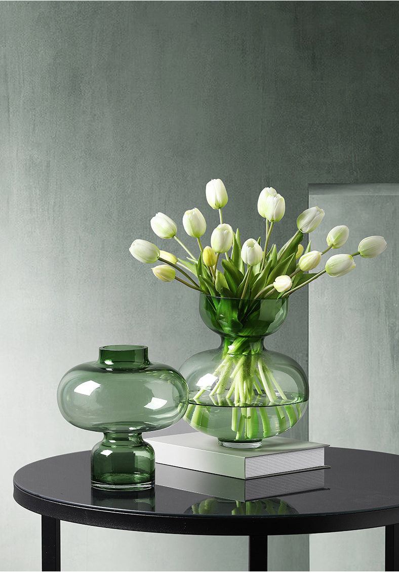 Glass vase green and grey