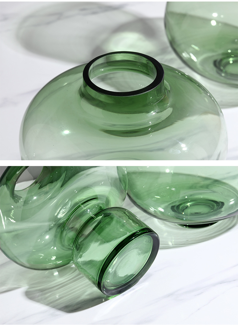 Glass vase green and grey