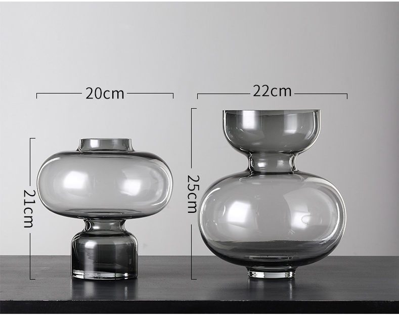 Glass vase green and grey
