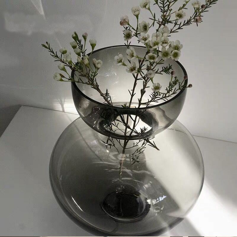 Glass vase green and grey