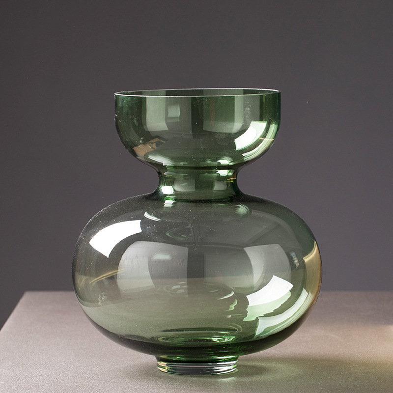 Glass vase green and grey