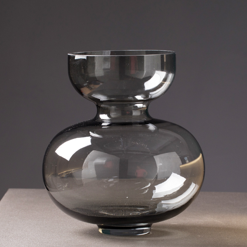 Glass vase green and grey