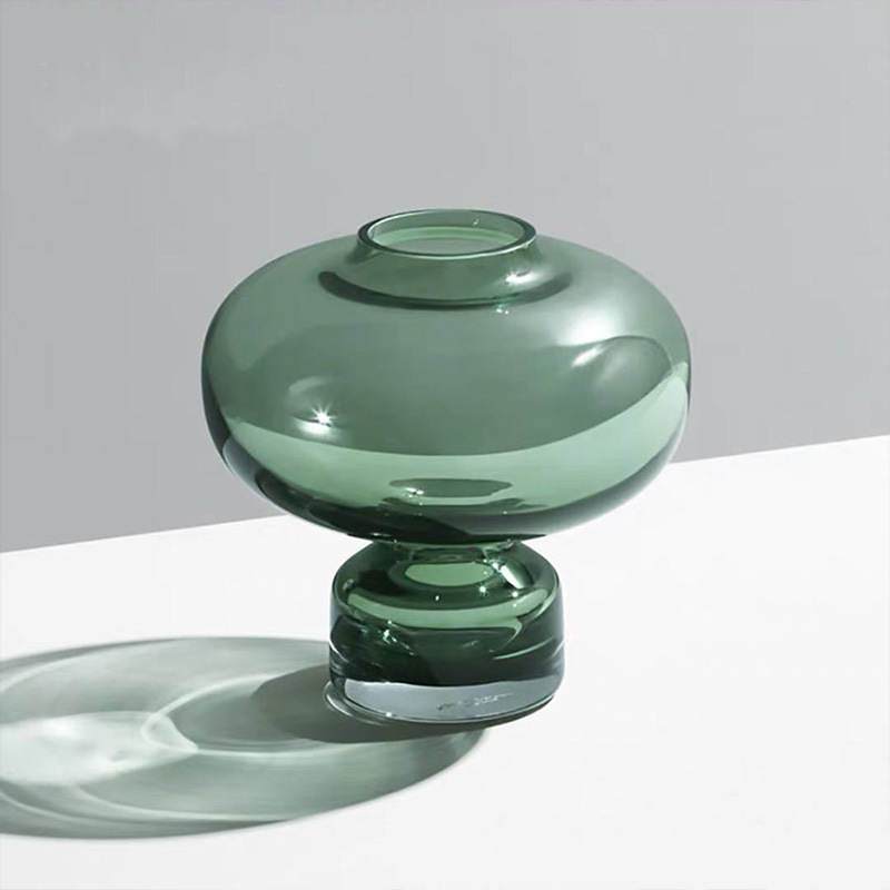 Glass vase green and grey
