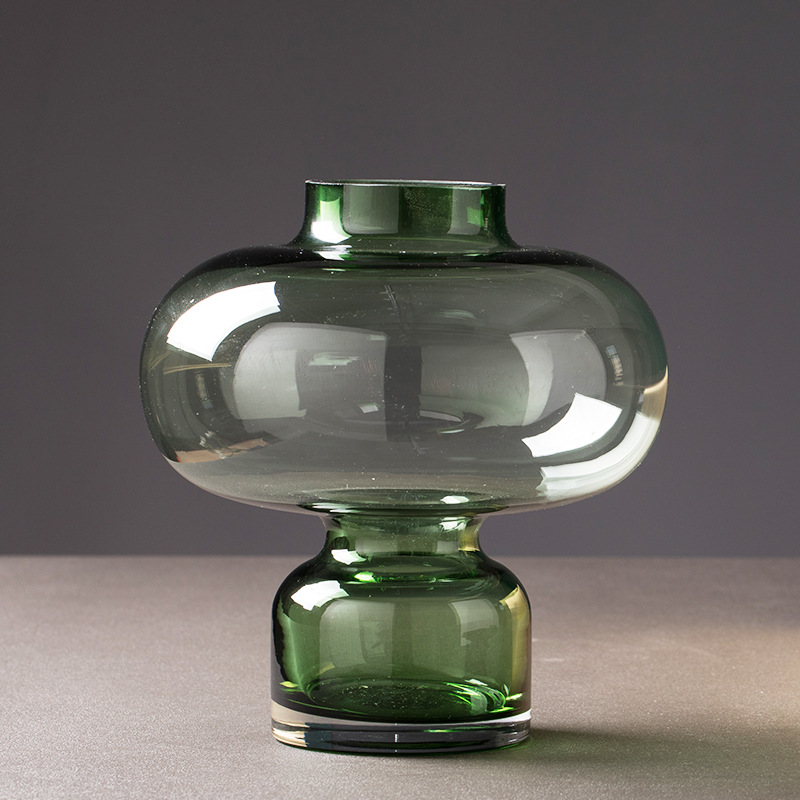 Glass vase green and grey