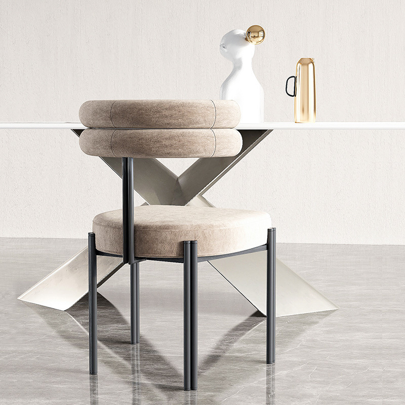 velvet fabric metal stand chair