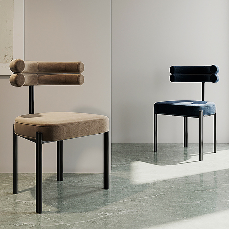 velvet fabric metal stand chair